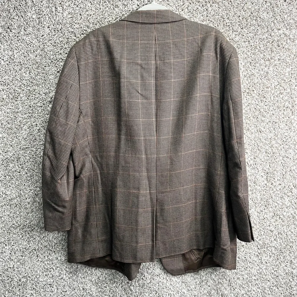 Jos. A. Bank Blazer Mens 50R Brown Houndstooth Plaid Silk & Camel Hair Signature